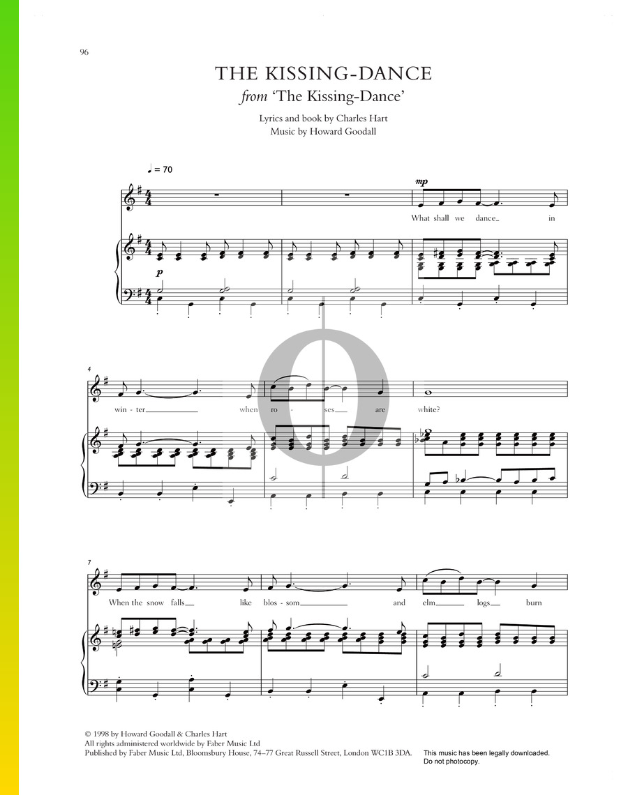 The Kissing Dance Howard Goodall Piano Sheet Music Oktav