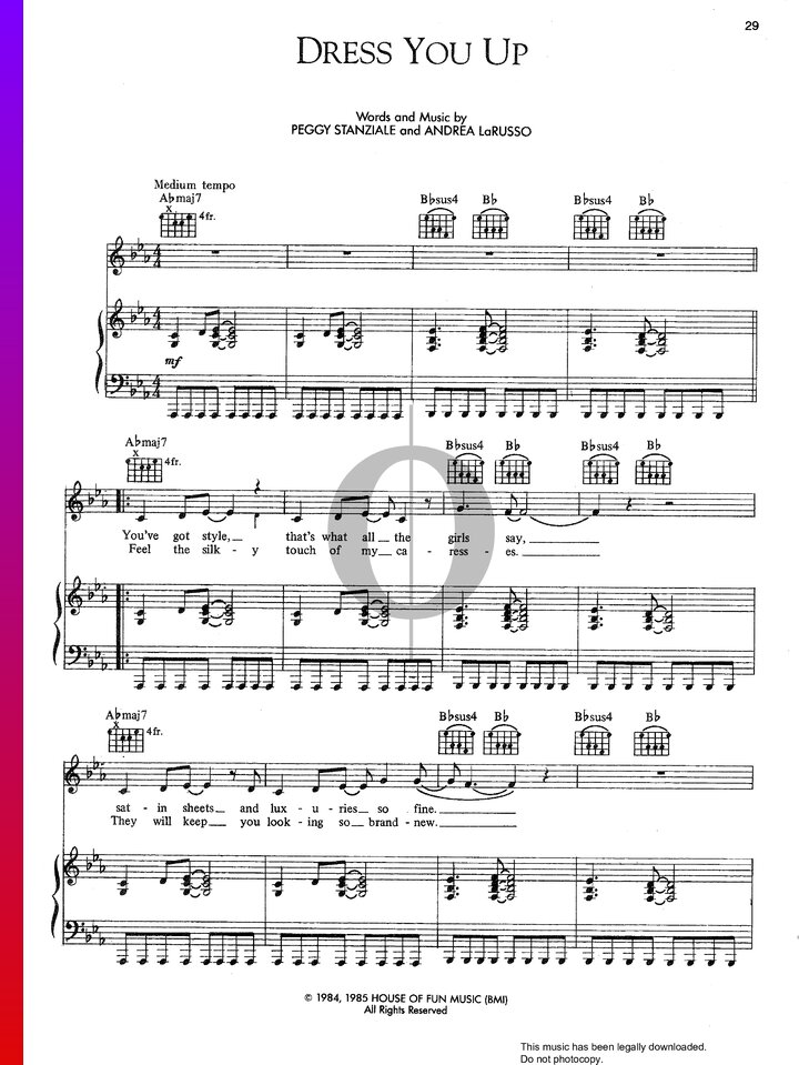 Dress You Up Madonna Piano Sheet Music OKTAV