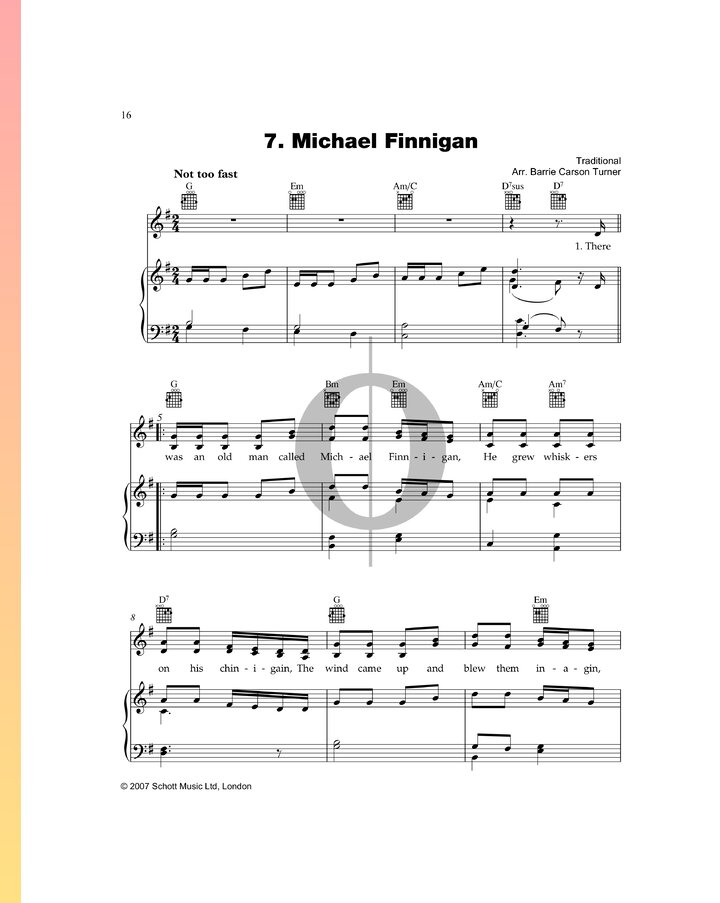 Michael Finnigan Anonymous Piano Sheet Music OKTAV