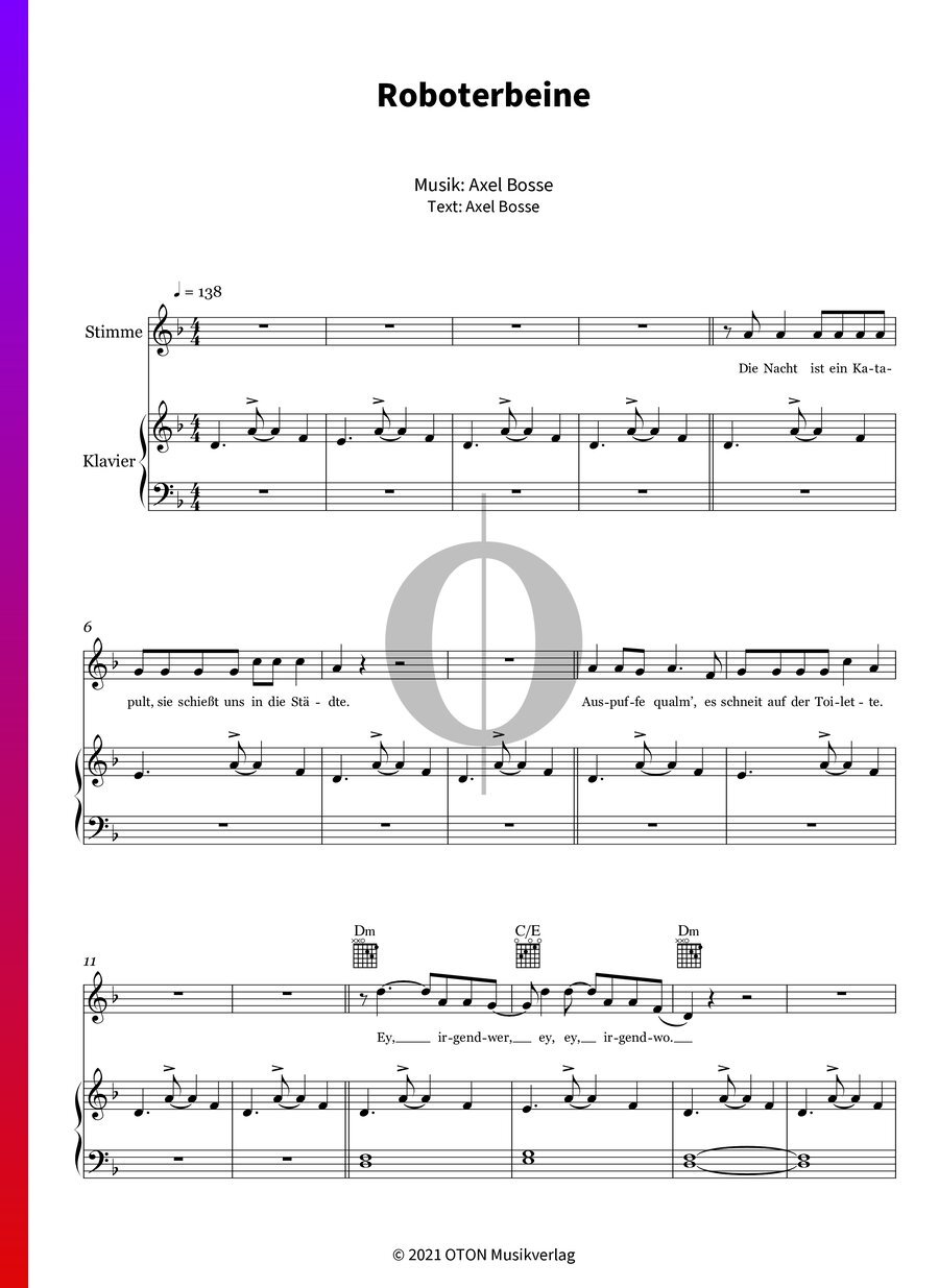 Roboterbeine Bosse Piano Sheet Music Oktav