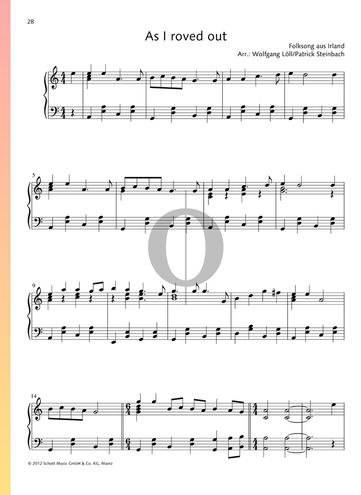 As I Roved Out Anonymous Piano Sheet Music Oktav