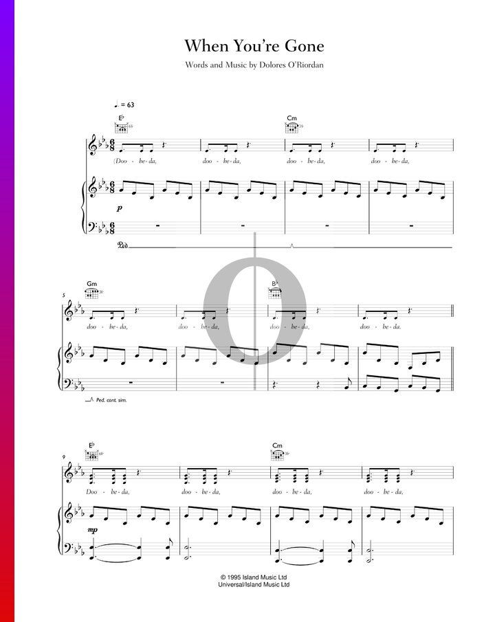 When You Re Gone The Cranberries Piano Sheet Music OKTAV