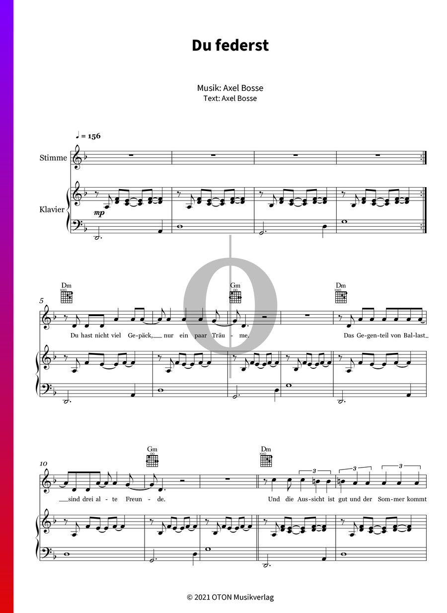 Du Federst Bosse Piano Sheet Music OKTAV