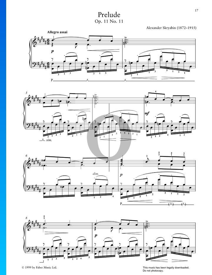 Prelude Op No Alexander Scriabin Piano Sheet Music Oktav