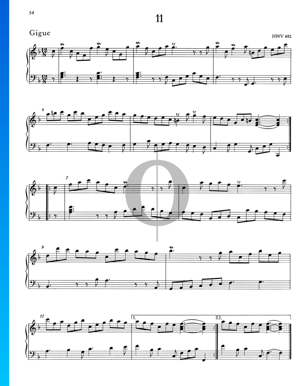 Gigue F Major HWV 492 Georg Friedrich Händel Piano Sheet Music OKTAV