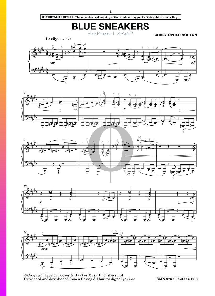 Rock Preludes No Blue Sneakers Christopher Norton Piano Sheet