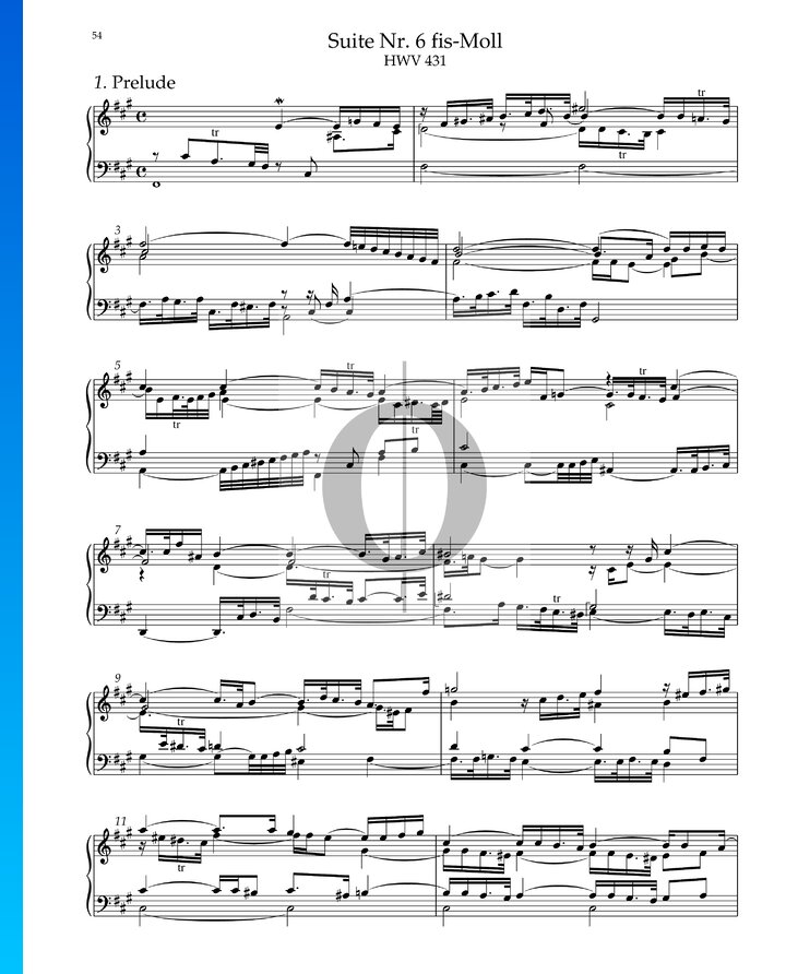 Suite n º 5 en fa sostenido mayor HWV 431 1 Preludio Partitura