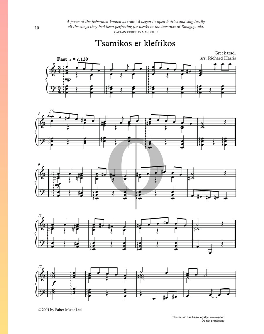 Tsamikos Et Kleftikos Anonymous Piano Sheet Music OKTAV