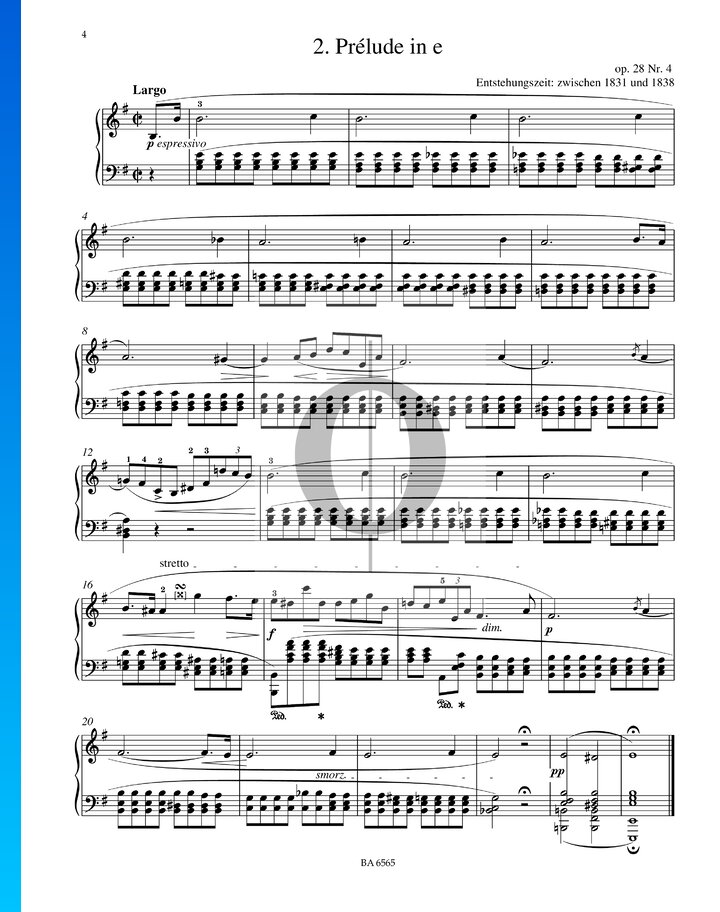 Pr Lude In E Minor Op No Fr D Ric Chopin Piano Sheet Music