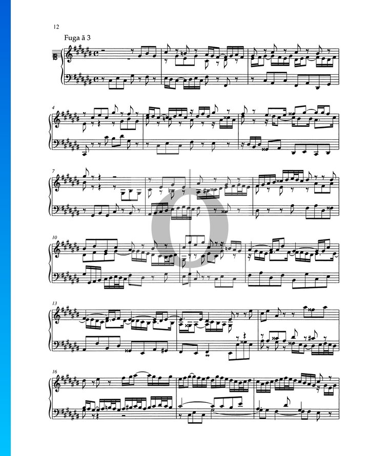 Fugue C Sharp Major Bwv Johann Sebastian Bach Piano Sheet Music