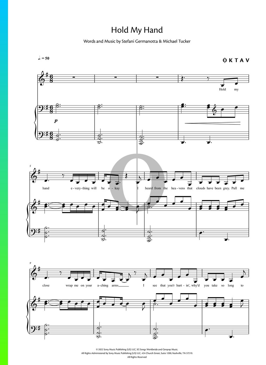 Hold My Hand Piano Sheet Music From Top Gun Maverick By Lady Gaga OKTAV