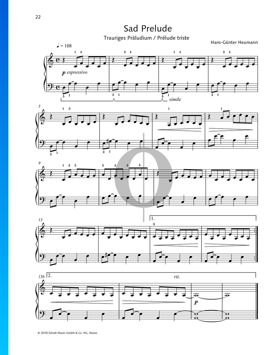 Sad Prelude Hans Günter Heumann Piano Sheet Music OKTAV