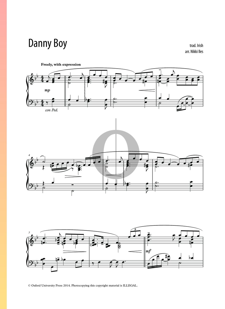 Danny Boy Anonymous Piano Sheet Music Oktav