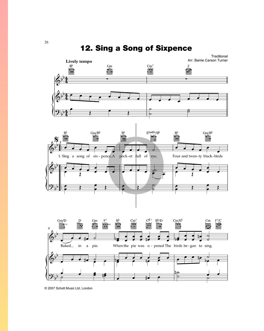 Sing A Song Of Sixpence Anonymous Piano Sheet Music Oktav