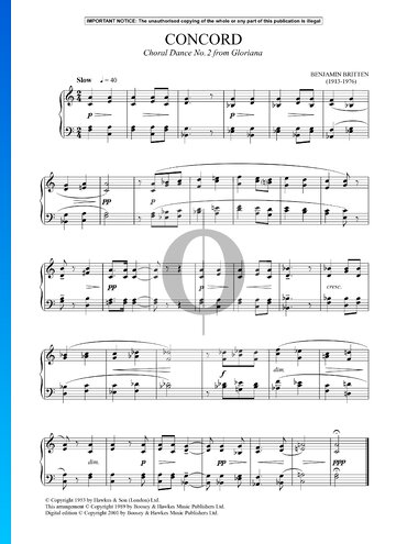 Partition Gloriana, Op. 53, Choral Dances: No. 2. Concord