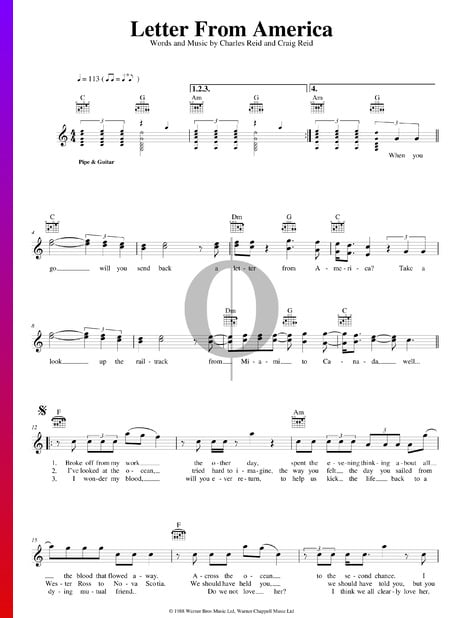 Letter From America Sheet Music