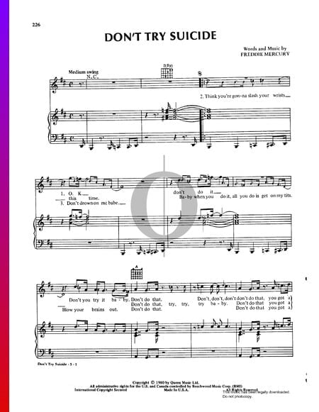 Don't Try Suicide Sheet Music