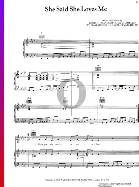 She Said She Loves Me Sheet Music