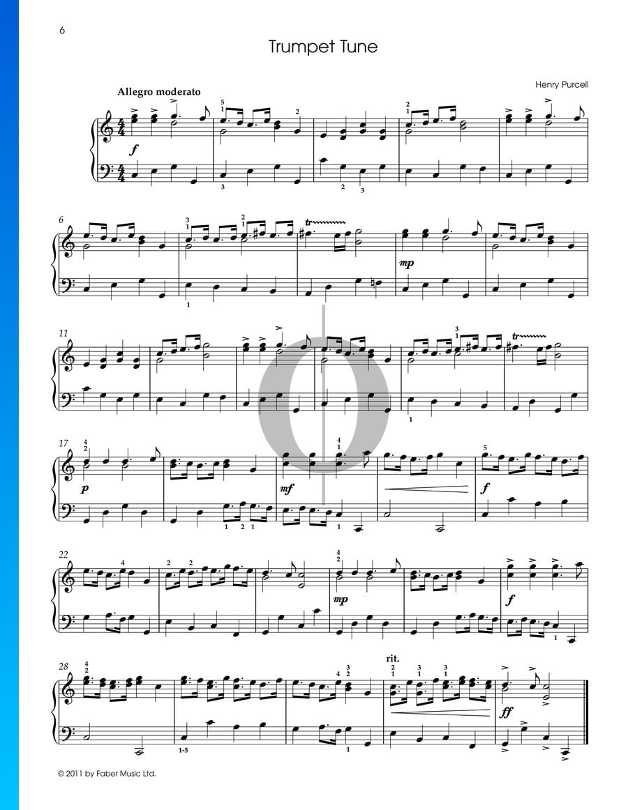 Trumpet Tune (Henry Purcell) Piano Sheet Music - OKTAV