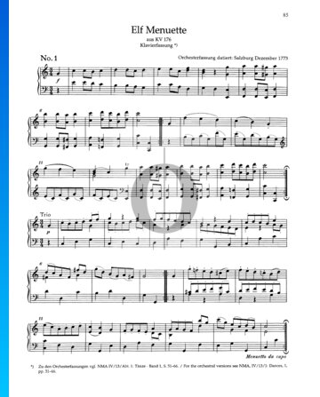 Elf Menuette, KV 176 Musik-Noten