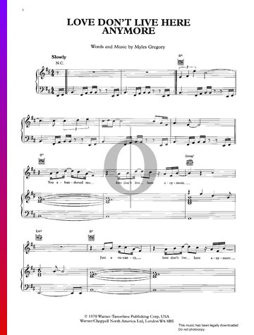 Love Don't Live Here Anymore Sheet Music