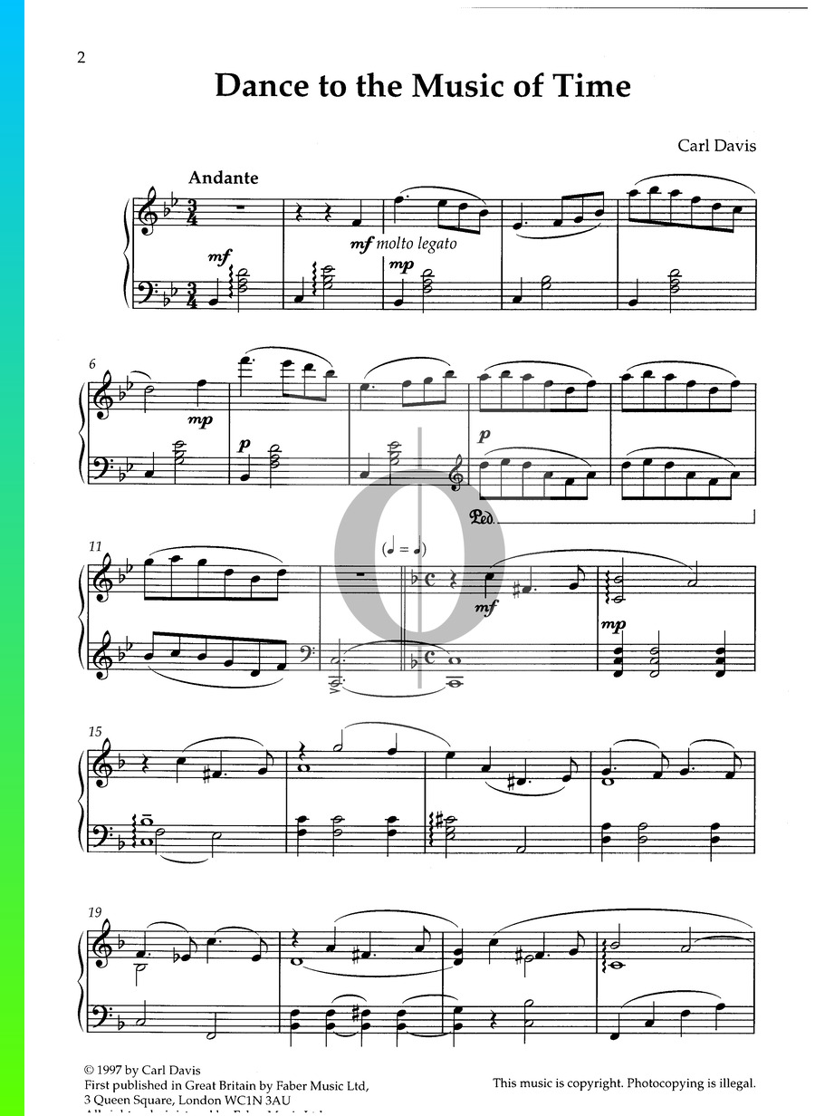 Dance To The Music Of Time Piano Sheet Music From Dance To The Music Of Time By Carl Davis Oktav 9763