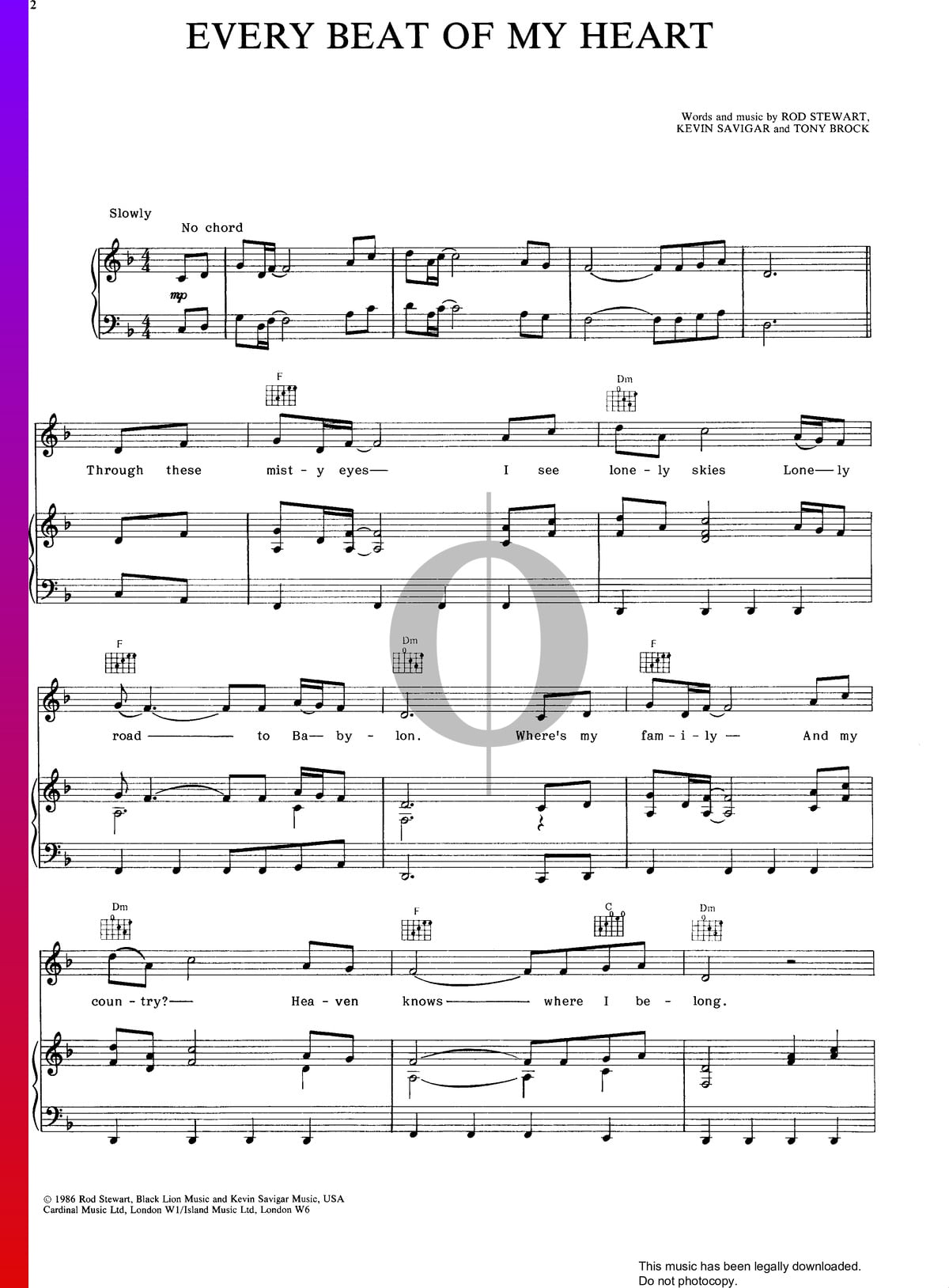 Beat My Heart Sheet Music (Piano, Guitar, Voice) | PDF Download - OKTAV