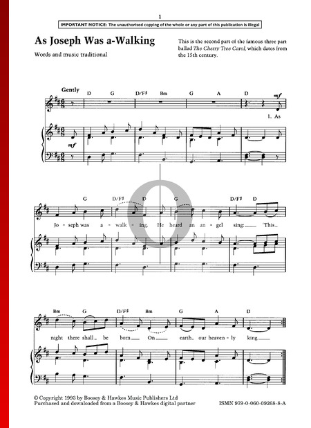 As Joseph Was A Walking Partitura