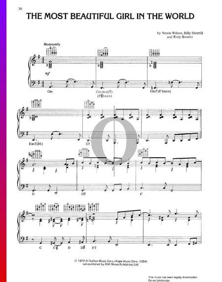 The Most Beautiful Girl In The World Sheet Music