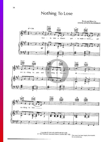 Nothing To Lose Musik-Noten