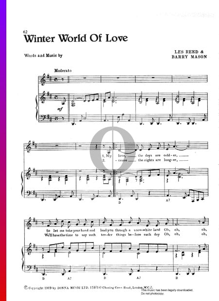 Winter World Of Love Sheet Music