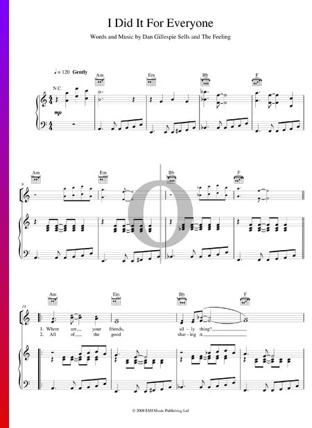 I Did It For Everyone Sheet Music