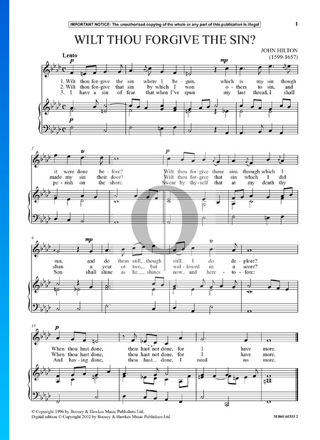 Wilt Thou Forgive The Sin? Partitura