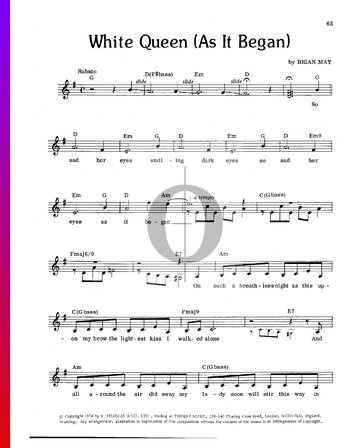 White Queen (As It Began) Sheet Music