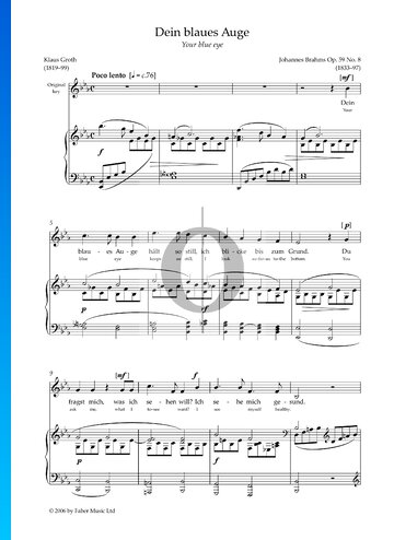 Dein blaues Auge, Op. 59 No. 8 Sheet Music