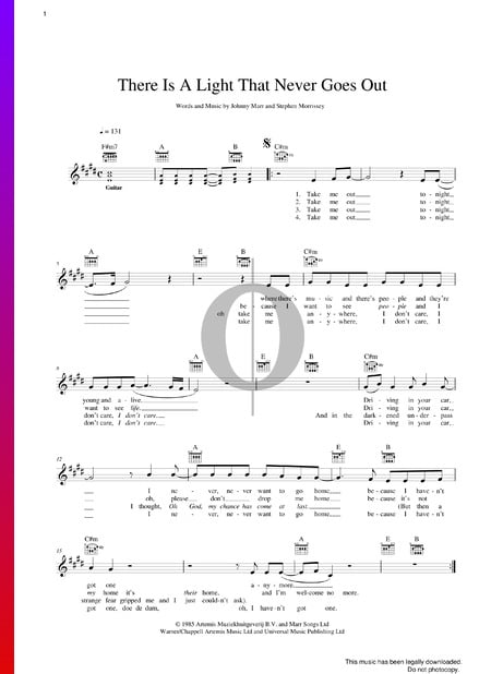 There Is A Light That Never Goes Out Sheet Music