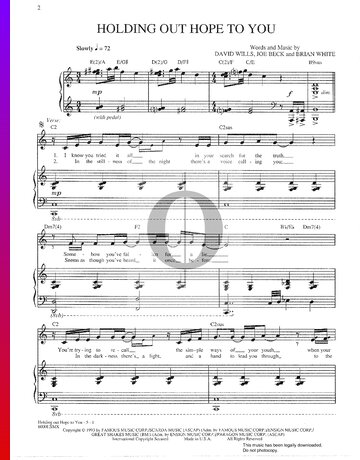 Holding Out Hope To You Sheet Music