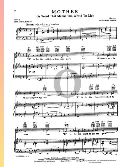 M-O-T-H-E-R (A Word That Means The World To Me) Sheet Music