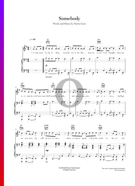 Somebody Musik-Noten