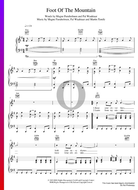 Foot Of The Mountain Partitura
