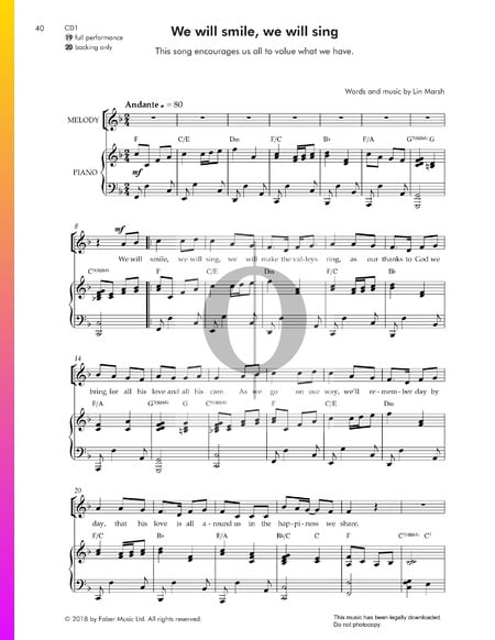 We Will Smile, We Will Sing Musik-Noten