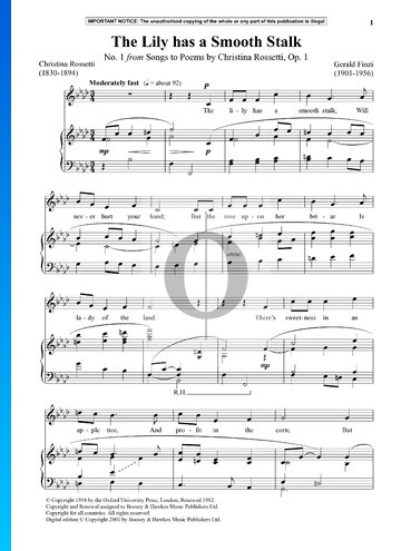 Songs To Poems By Christina Rossetti, Op. 1: No. 1 The Lily Has A Smooth Stalk Sheet Music