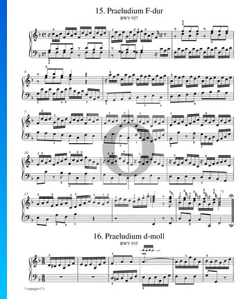 Preludio en fa mayor, BWV 927 Partitura