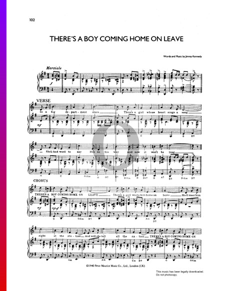 There's A Boy Coming Home On Leave Sheet Music