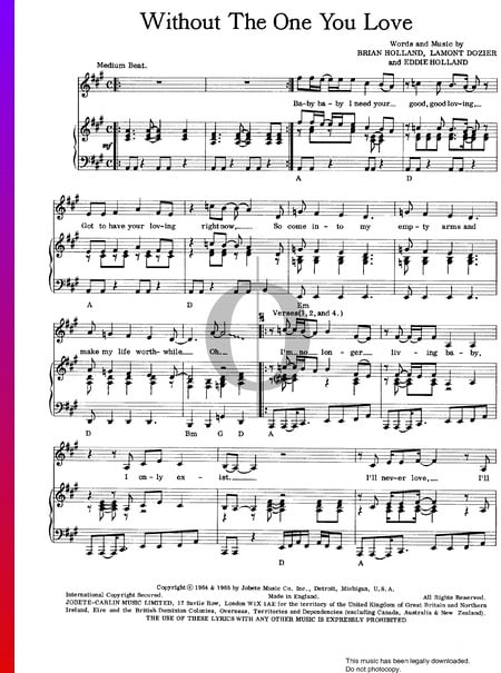 Without The One You Love Sheet Music