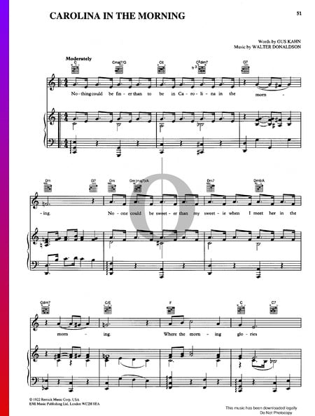 Carolina in the Morning Sheet Music
