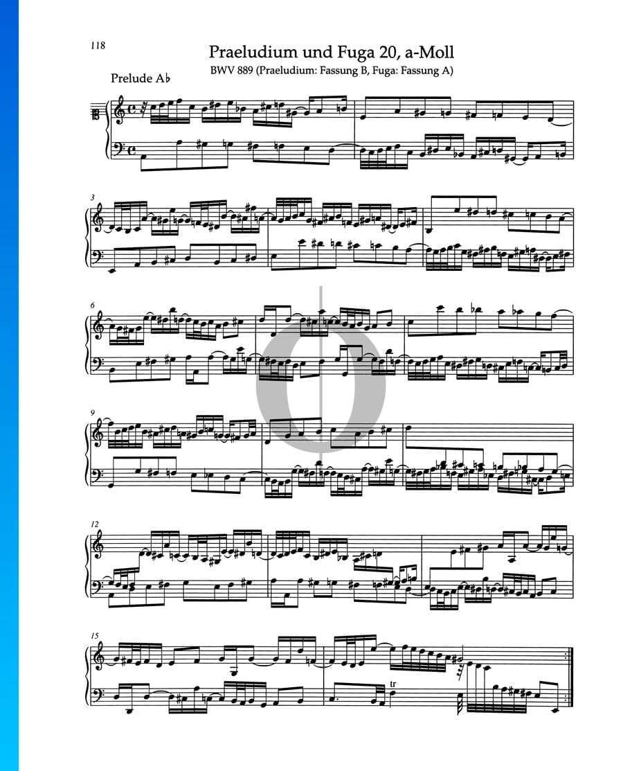 Prelude A Minor BWV 889 Johann Sebastian Bach Piano Sheet Music OKTAV prelude-a-minor-bwv-889-johann-sebastian-bach-piano-sheet-music-oktav