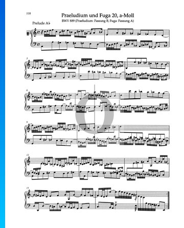 Preludio en la menor, BWV 889 Partitura