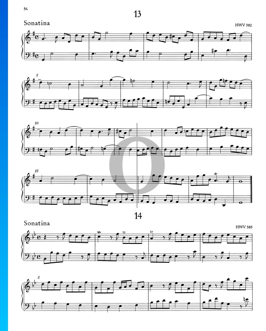 Sonatina B-flat Major, HWV 585 (Georg Friedrich Händel) Piano Sheet ...