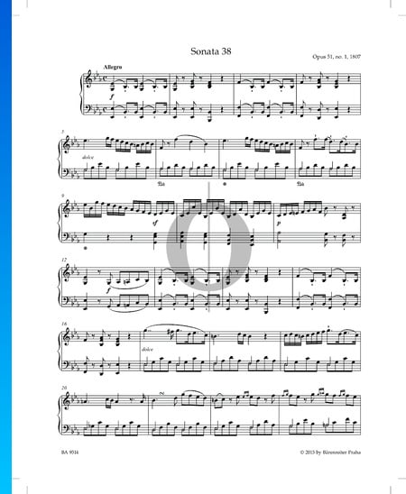 Sonate Es-Dur Nr. 1, Op. 51 P. XII: 38: 1. Allegro Musik-Noten